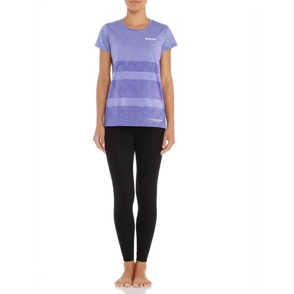 Marmot Purple Patterned Short Sleeve Round Neck Activewear T-Shirt Medium